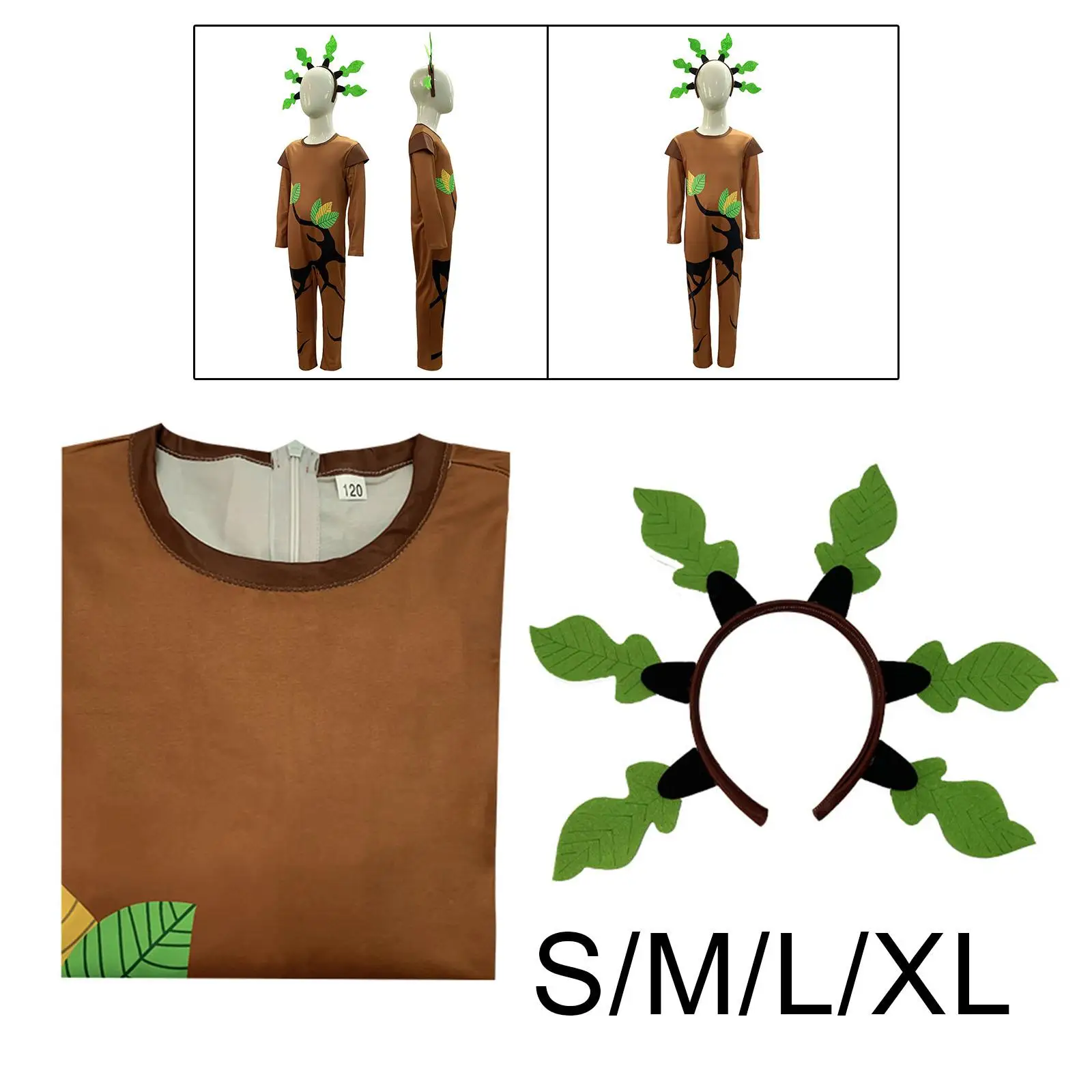 Tree Costumes for Kids Headdress Onesie Boys Girls Show Outfit for Environmental Themed Party Halloween Show Cosplay Role Play