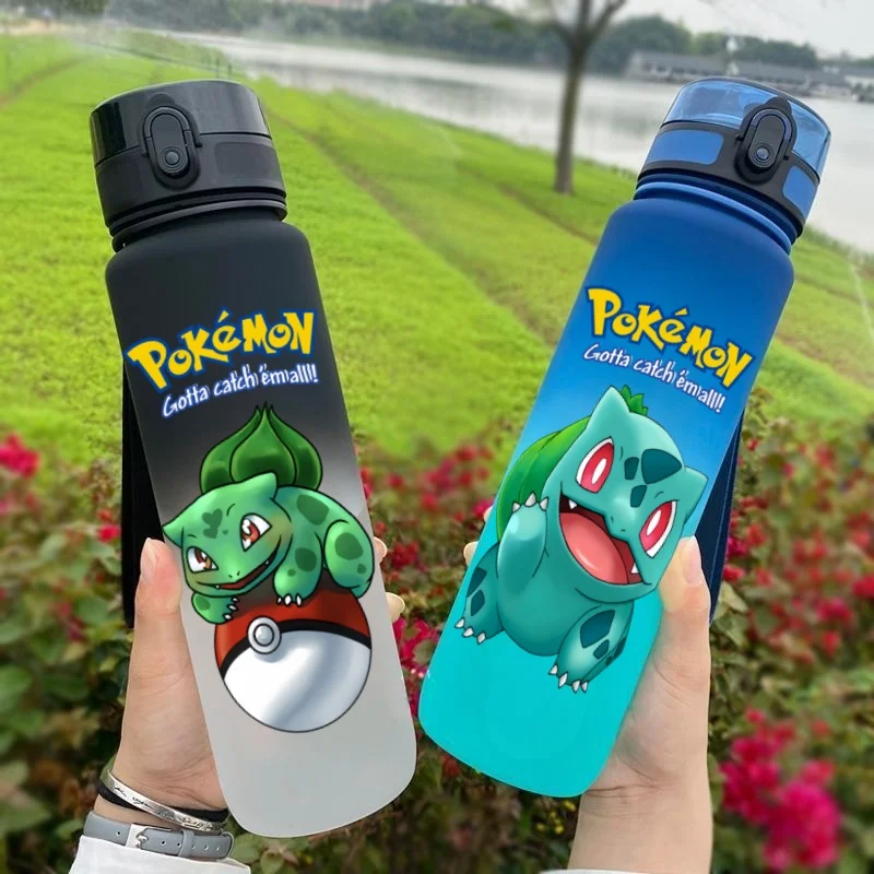 650ML Bulbasaur  Anime Characters Water Cup Portable Children's  Outdoor Sports  Large Capacity Plastic Antidrip Water Bottle