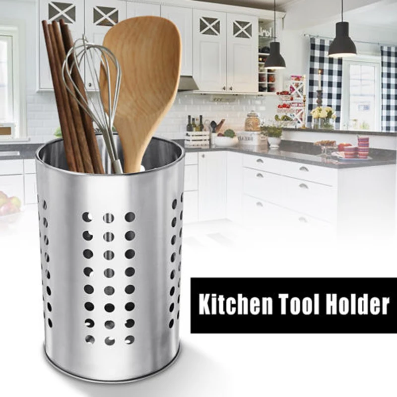 

Chopsticks Holder Stainless Steel Cutlery-Barrel Drainer Storage Spoon Chopsticks Organizer Rack Spoon Rests Kitchenware Storage