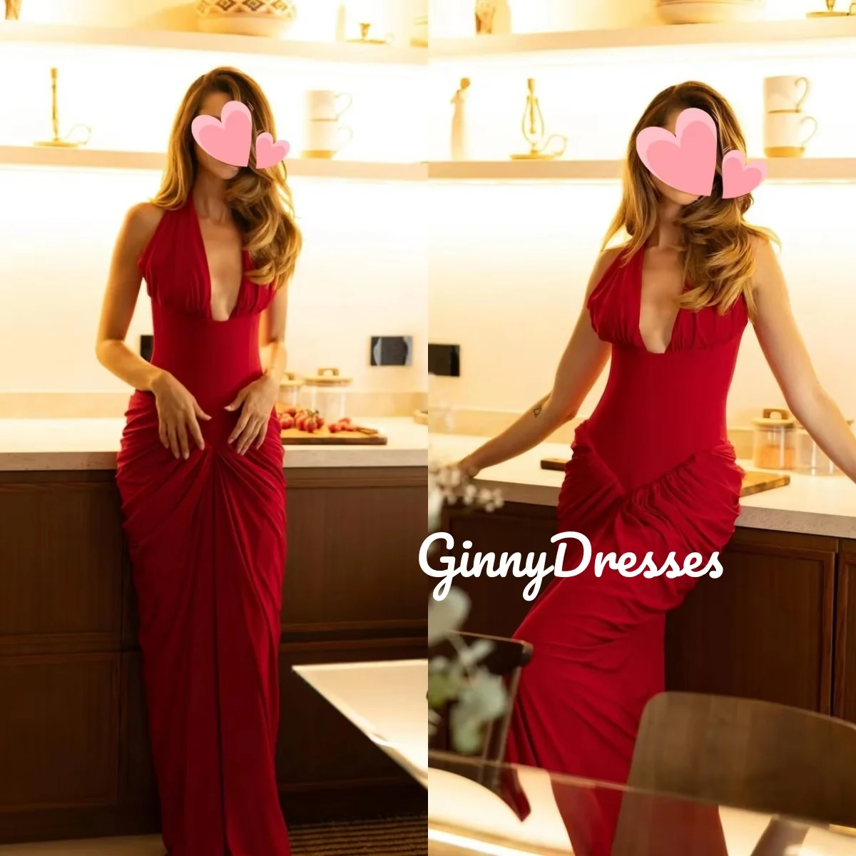 

Красное вечернее платье трапециевидной формы на заказ. Глубокий V-образный вырез. Платья длиной до пола для особых мероприятий. Элегантное и красивое платье с рюшами на молнии.