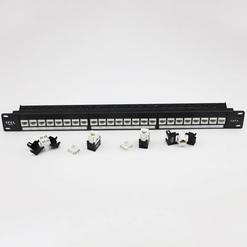 Cnkl 24 porta utp cat6 remendo painel rj45 19 "Polegada rackmount rede suporte keystone jack remendo painel