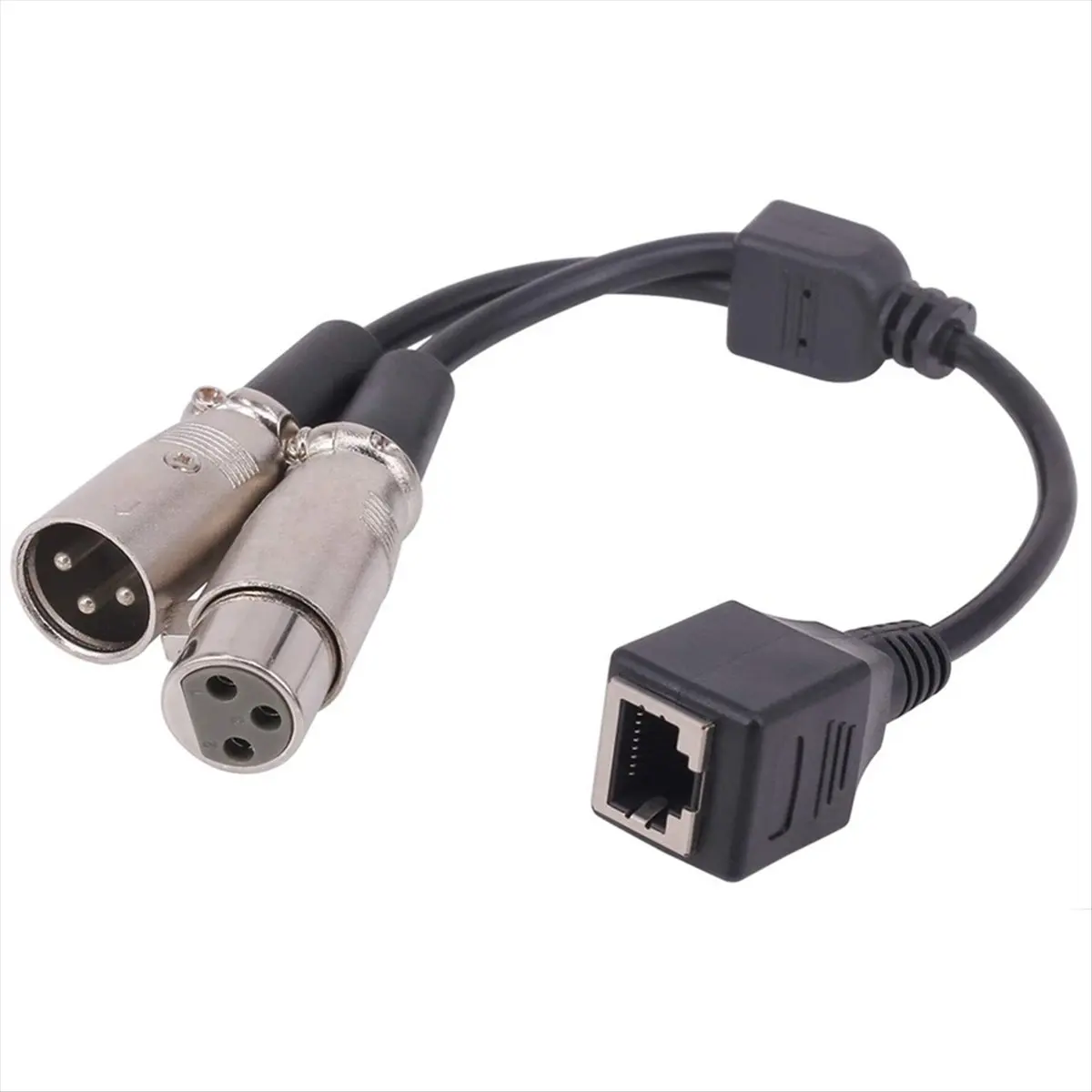 [N88R]One Point Two Line RJ45 to XLR Male+Female RJ45 Female to XLR Male+XLR Male Audio Signal Transmission Short Cable 0.15m