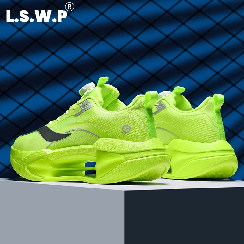 Men's Running Shoes, Tennis Shoes, Fashionable Color-Blocking Hollow-Out Suspension Sole Rebound Running Shoes, Unisex Twist-Lock No-Tie Shoelace Sneakers, Mesh Breathable Non-Slip Wear-Resistant Racing Running Shoes, Outdoor Fitness Student Daily Multi-Color Trendy Shoes