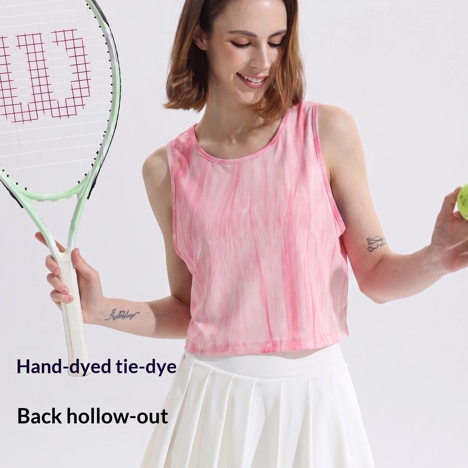 Women Lightweight Tank Top Quick Dry Mesh Yoga Vest Sleeveless Crop Loose Breathable Backless Tie Dye Sports Cover Up Running