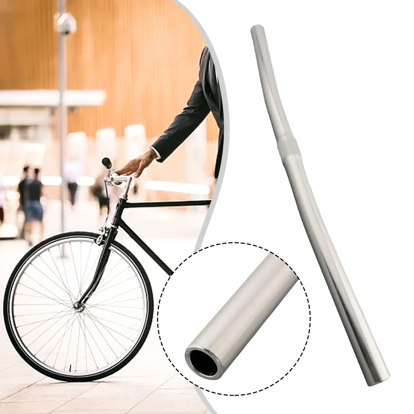 25.4x520MM Bicycle Ultralight Handbar Silver Straight Handbar Polished Design Diameter 25.4mm High Quality Materials