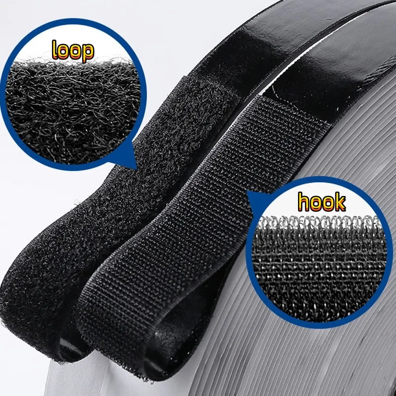 5meter Self Adhesive Fastener Tape 16/20/25/30/50/100mm Glue Hook and Loop Tape Shoes Fastener Sticker Strips Scratch Adhesif