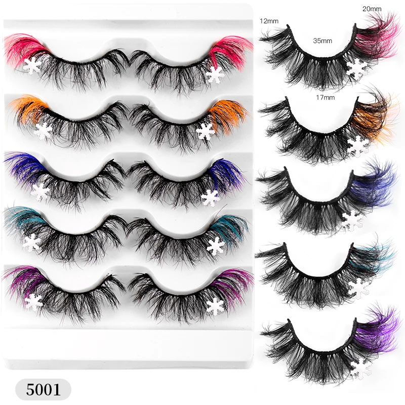 European and American cross-border new Christmas snow false eyelashes 8D curly natural thick color high imitation mink eyelashes