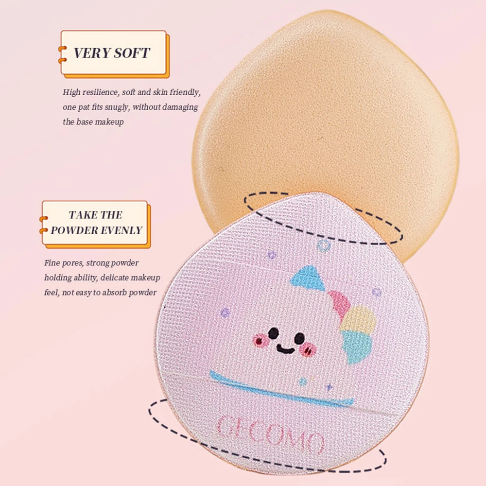 GECOMO – ensemble de bouffées de poudre mignonnes, quatre pièces, flocage doux, matériau respectueux de la peau, éponge pratique, Mini outil de bouffée de poudre pour les doigts