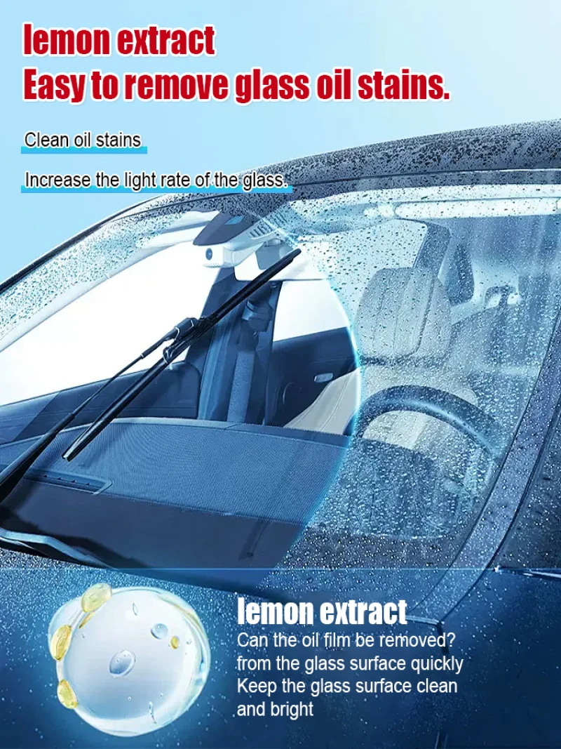 Limpiador de parabrisas de coche potente brillante, película de aceite, limpiador de vidrio de ventana de coche, elimina la suciedad, cepillo de limpieza de coche