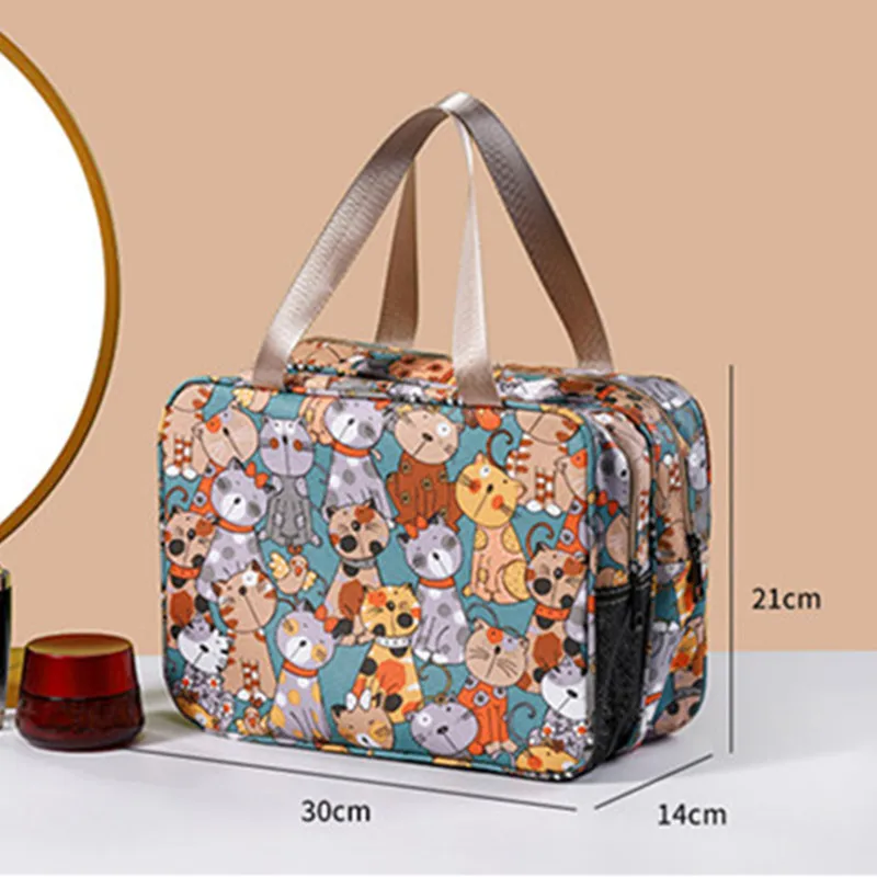 Large Capacity Cartoon Cosmetic Bag for Women PU Clear Zipper Beauty Case Travel Toiletry Wash Makeup Organizer Storage Bath Bag