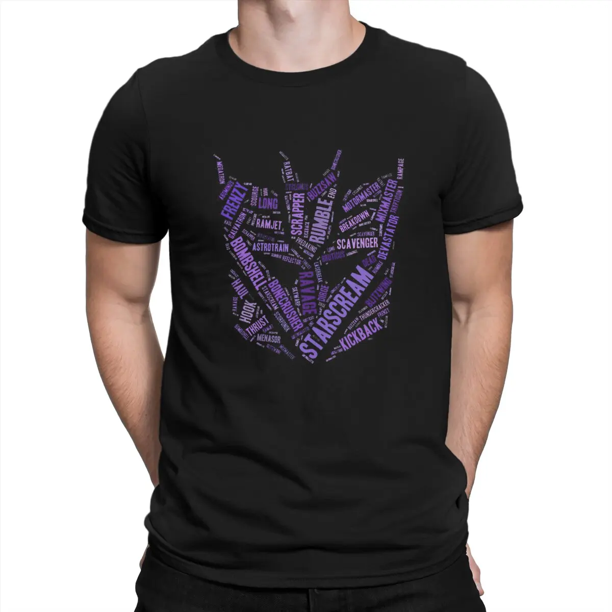 Transformer Decepticon Wordtee Polyester T Shirt Vintage Alternative Men's Tshirt O-Neck Short Sleeve