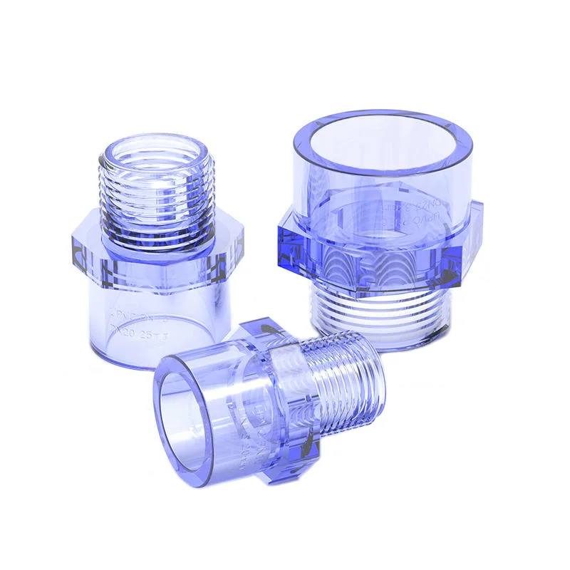 1PC UPVC Pipe Thread Adapter Transparent 20mm-63mm  Female Straight Connectors Tube Fittings Aquarium Fish Tank Socket Joints