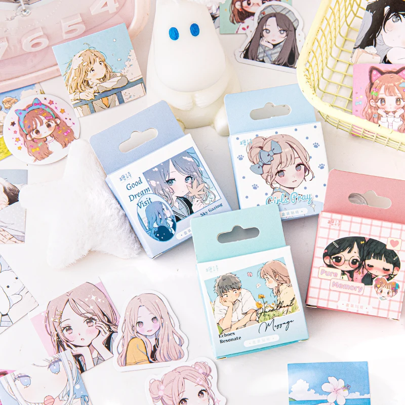 

Mr. Paper, 30pcs/box, cartoon cute girl stickers DIY scrapbook phone case notebook diary decoration stationery stickers