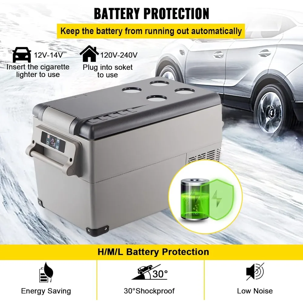 Portable 37 Quart(35 Liter) 12 Volt App Control(-4℉~68℉), Car Refrigerator Dual Zone with 12/24v DC & 110-240v AC