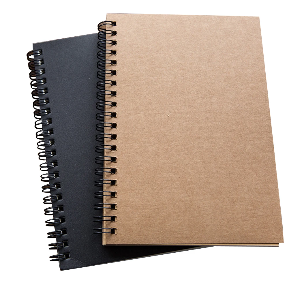 

2Pcs Sketchbooks Paper Notebook Spiral Coil Notepad Vintage Journal Blank Pages Drawing Doodling Gifts Family