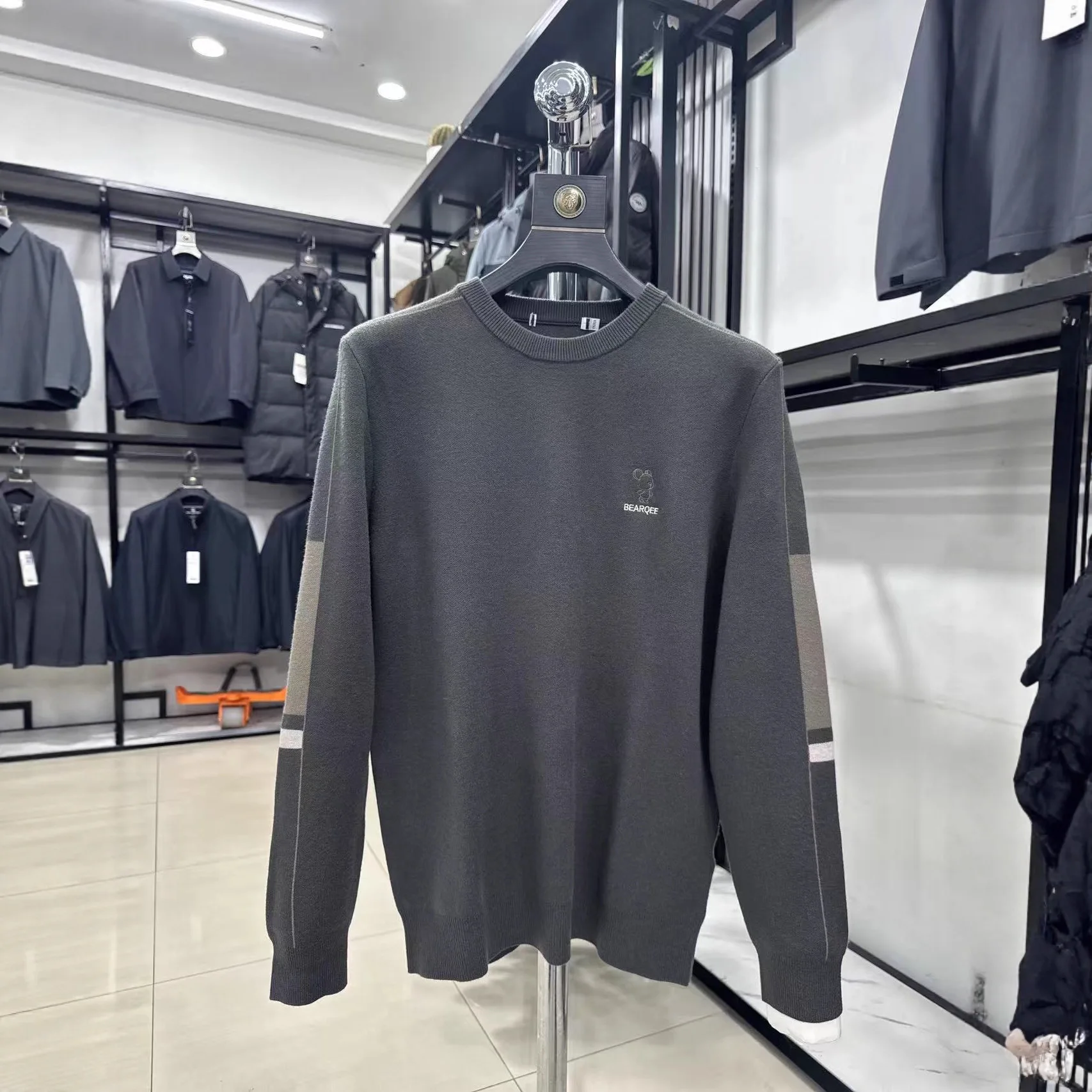 

Faionable Long Sve Embroidered Label Men's Knitwear Casual round Ne Pullover Autumn Winter Warm Cut Label Sea Scissors