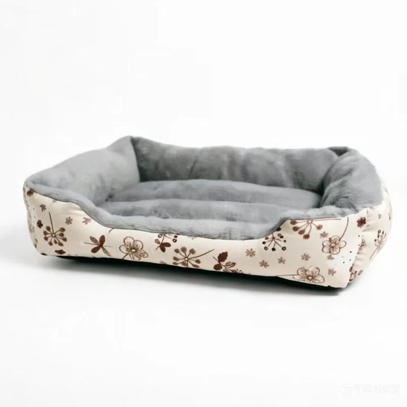 Cama de felpa floral cálida para perros y gatos todas las tallas