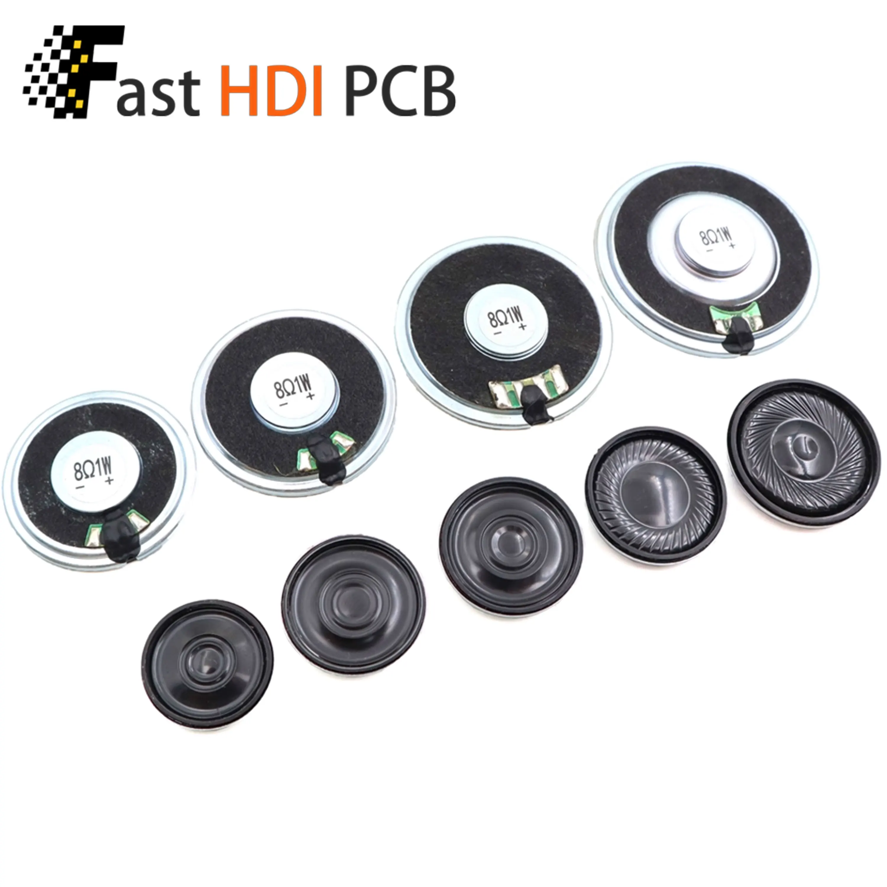 20-50mm Ultra Thin Steel Case Round Speaker, 1W 8 Ohm Loudspeaker Buzzer Solenoid for DIY Audio Alarm Toys Electronics Projects