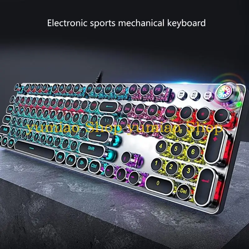 

587B СВОЙСТВО 104-ключ Механическая клавиатура с ретро-панк-круглыми руками клавиш