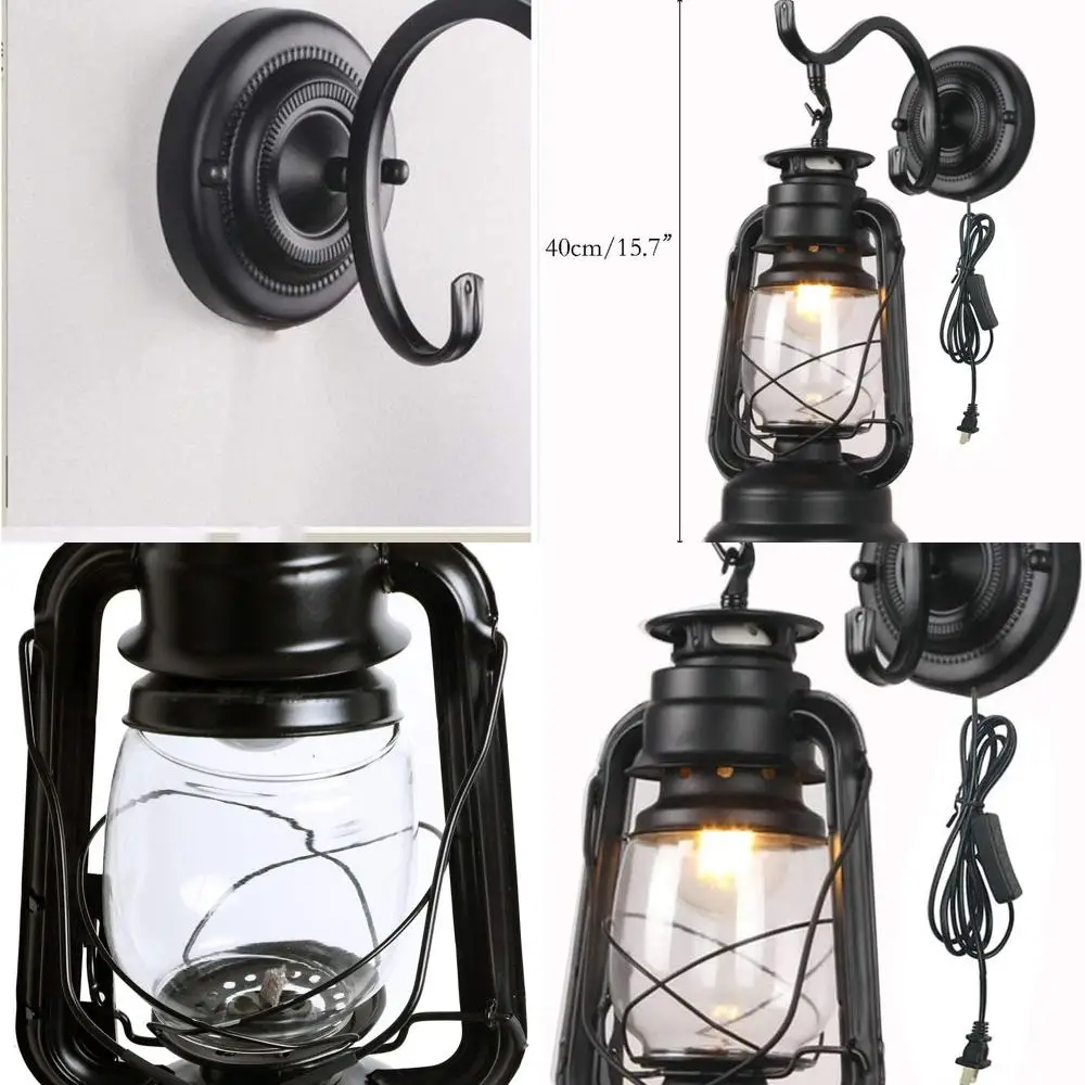 

Metal E27 Sconce Lantern with Glass Shade for Living Room, Bedroom, and Hotel Rooms