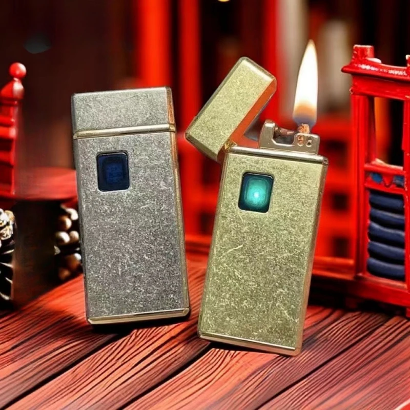 New Creative Oil Electric Blended Kerosene Lighter Type-C Charging Intelligent Touch Induction Arc Ignition USB Lighters Smoking