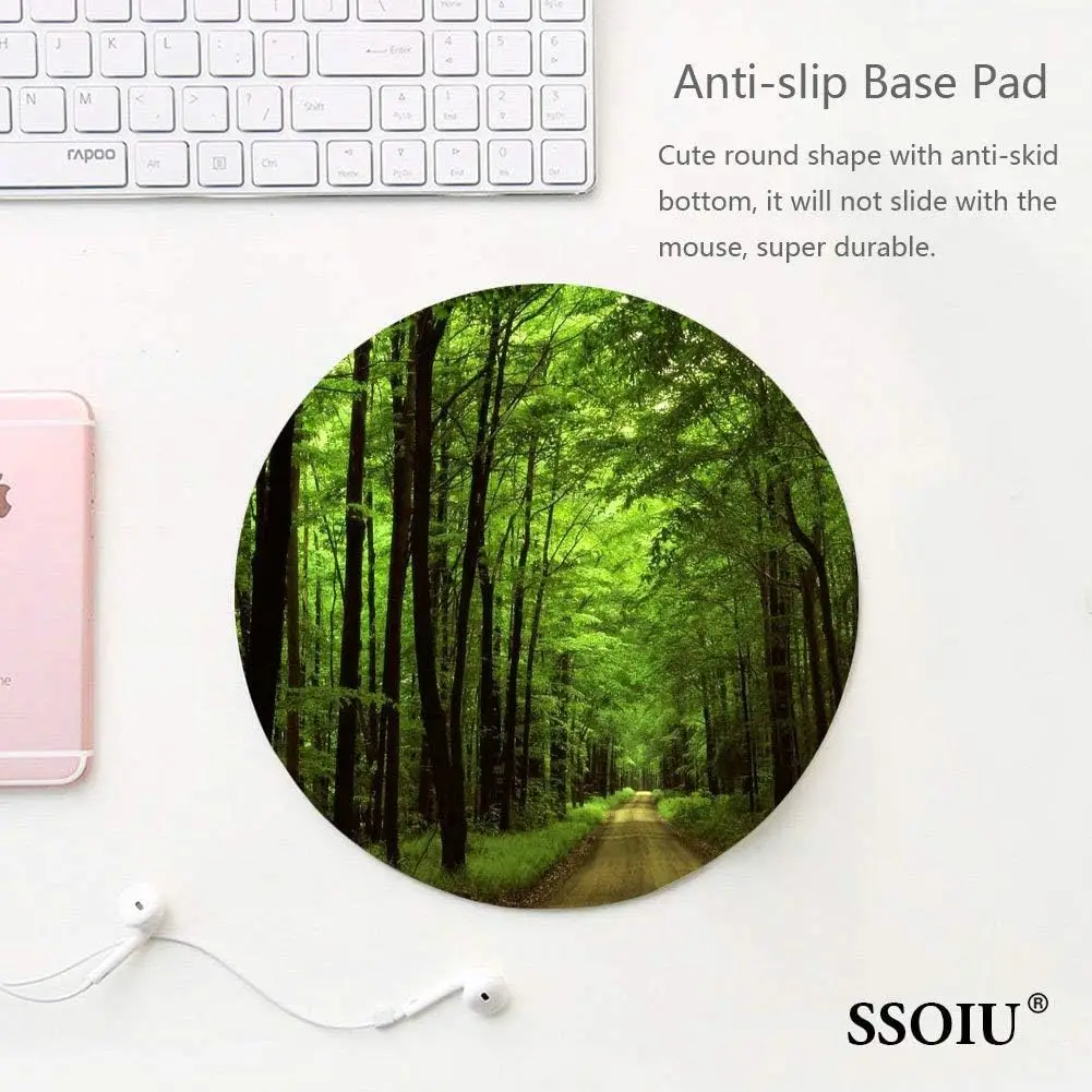 Deep in The Thick Green Vegetation Tree Nature Round Mouse Pad Mat 7.87X7.87 Inch Non-slip Rubber Mouse Pad for Computer Office