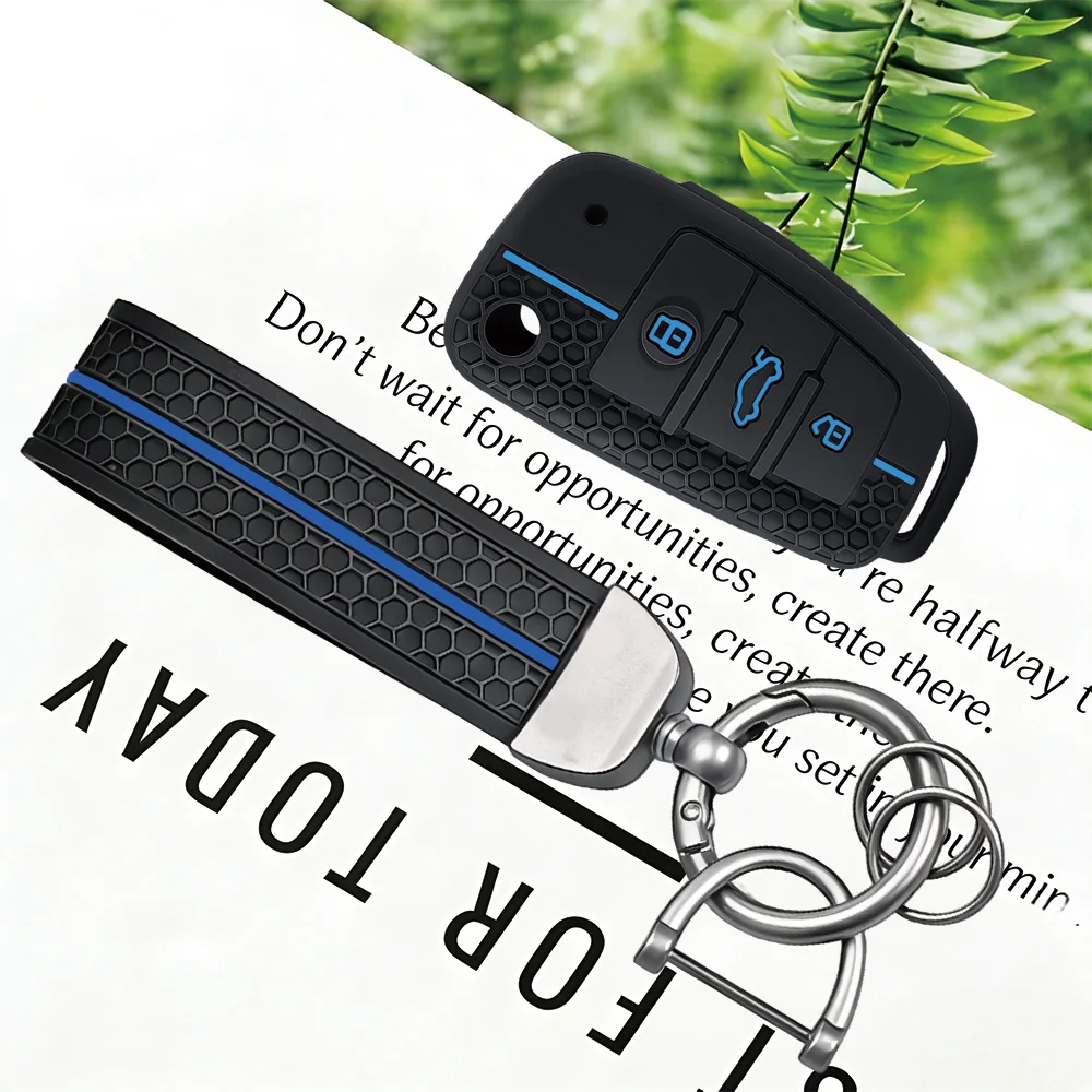 3 Button Jacket Silicone Keychain Key Case Cover Shell for Audi A4 B7 A6 C6 4f 8v A3 8p A1 A3 Accessories Auto Remote Key Holder