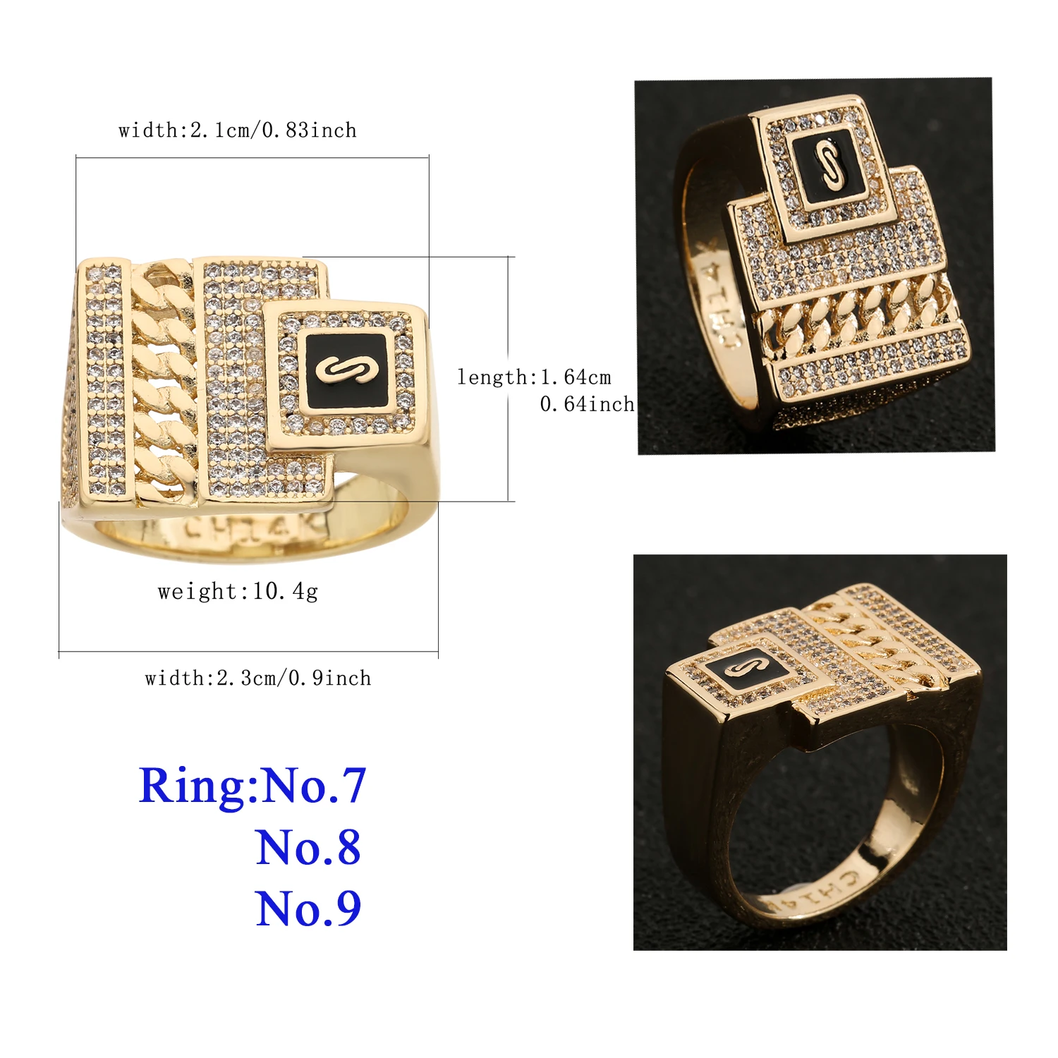 

Brand New Monaco Fashion Jewelry Men's Ring 14K Gold Plated Brass Material Free Shipping Item