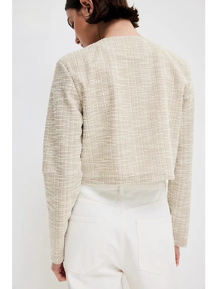 

Faionable Casual round Ne oulder Pad Open Cardigan Women's ort Outerwear H&M Polyester Cotton Blend Long Sve