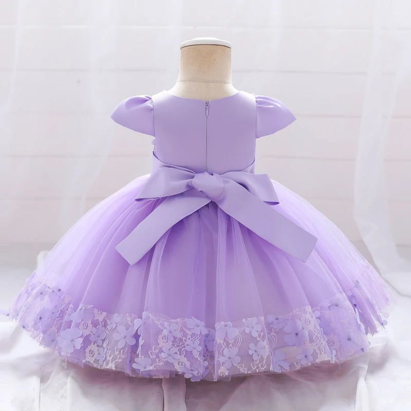 Flower Ceremony Baptism 1 Year Birthday Dress For Baby Girl Clothing Lace Princess Dresses Bow Party Dress Toddler Clothes