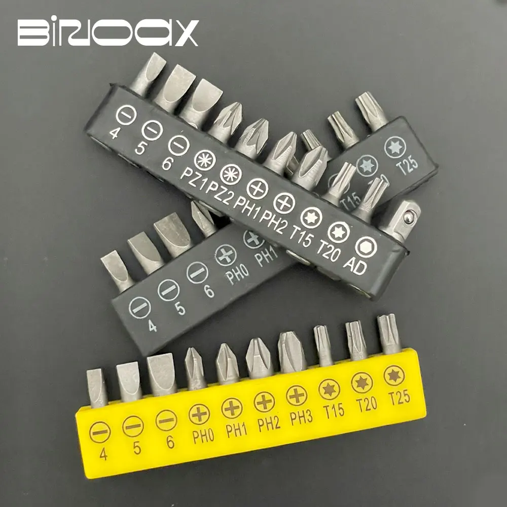 10pcs Rubber Strip Cross Screwdriver Head Bit 60mm Conversion Extension Rod Woodworking Power Tool Set