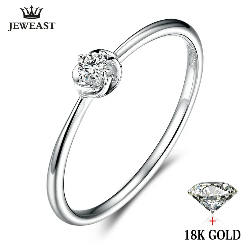 natural diamond Ring 18k Pure Gold Wedding Real 750 Solid Classic Trendy Women Hot Selling Present drop shipping Party 2023 New