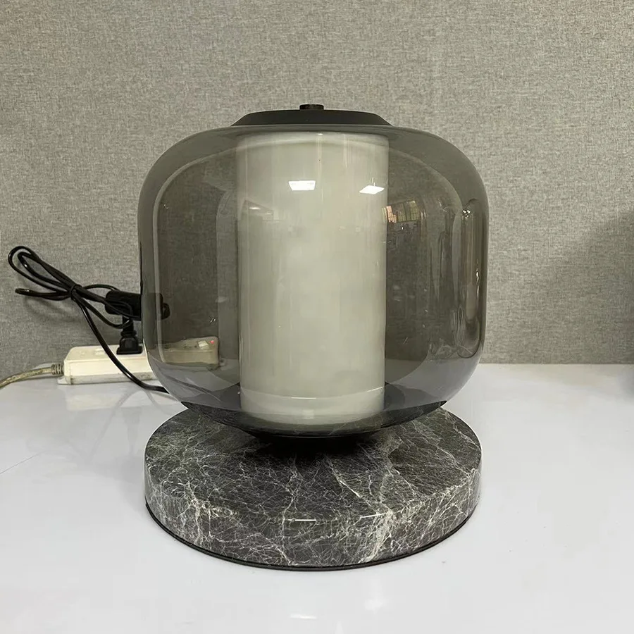 Modern Simple Marble Table Lamp LED Bedroom Bedside Atmosphere Night Light Creative Design Room Decoration Glass Table Lamp