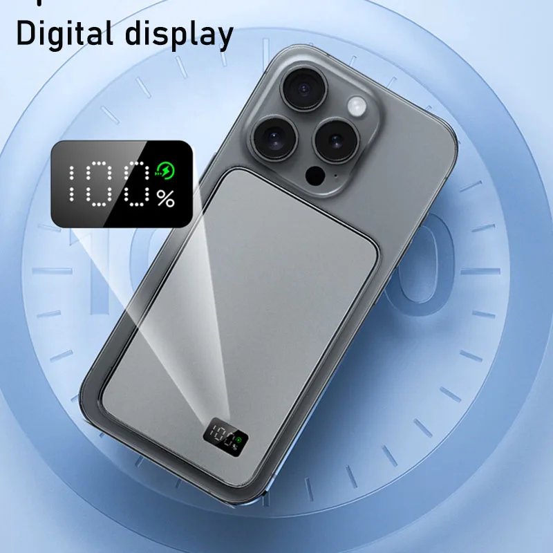 New Ultra thin Alloy Powerbank Magnetic Power Bank Wireless Fast Charger For iPhone 16 15 14 13 12 Backup battery For Magsafe