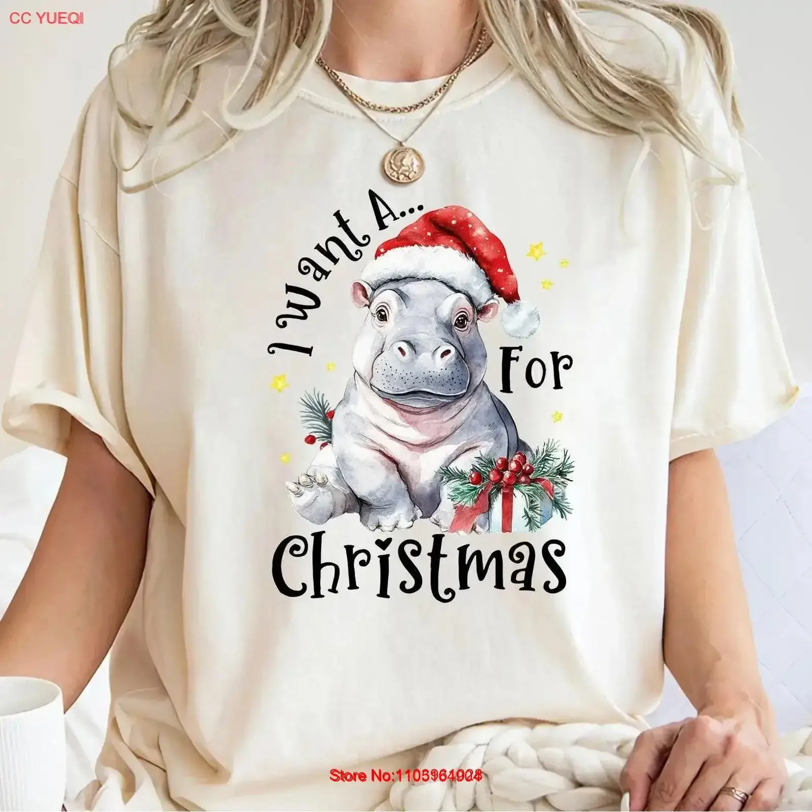 

I Want A Hippopotamus For Christmas T Shirt vintage Washed designer clothes graphic Slightly Top For Everyday Wear Versatile