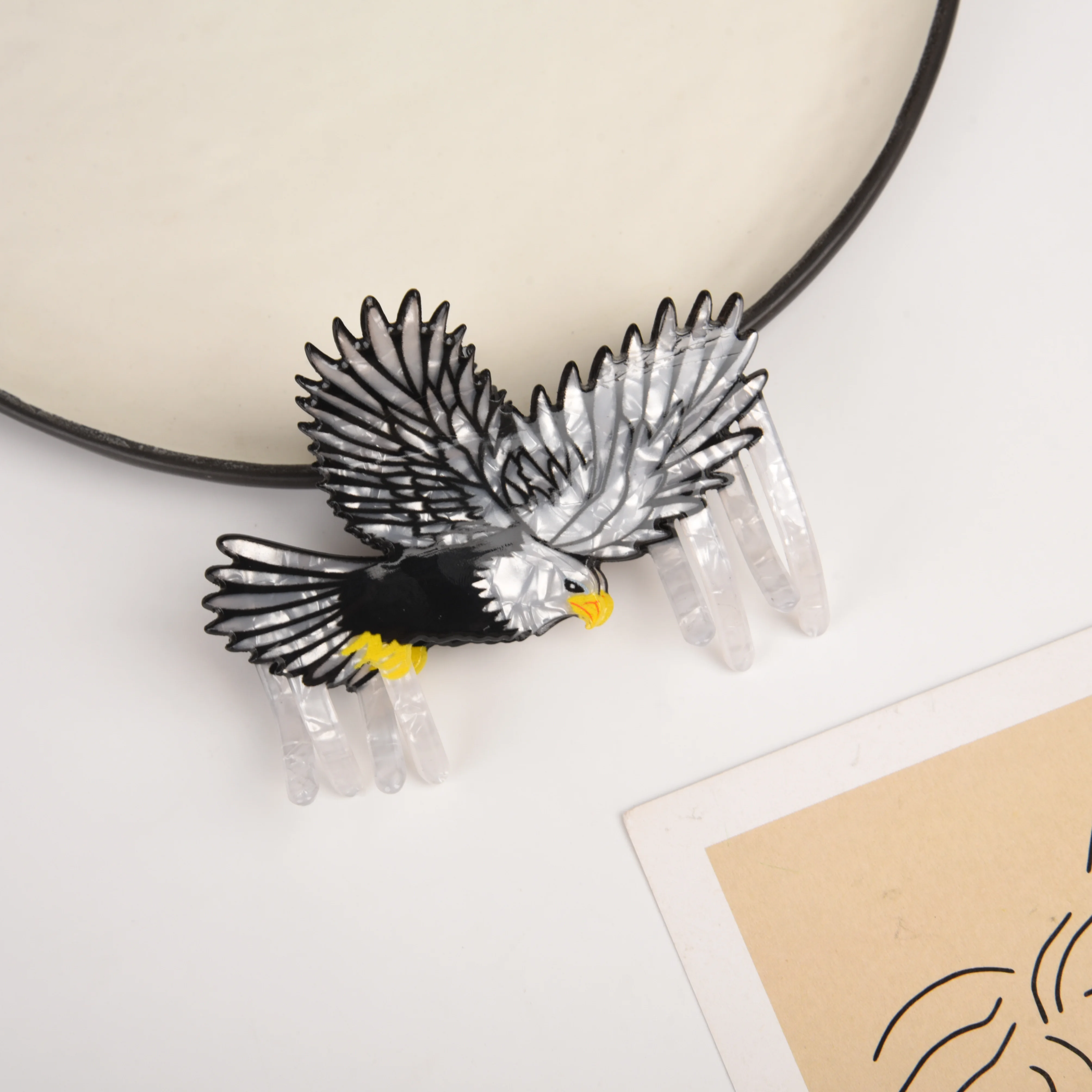 DS Cute Cartoon Black Eagle Acrylic Hair Claw Personalized Animal Claw Clip Crab Hair Clip for Women Girls Hair Accessories