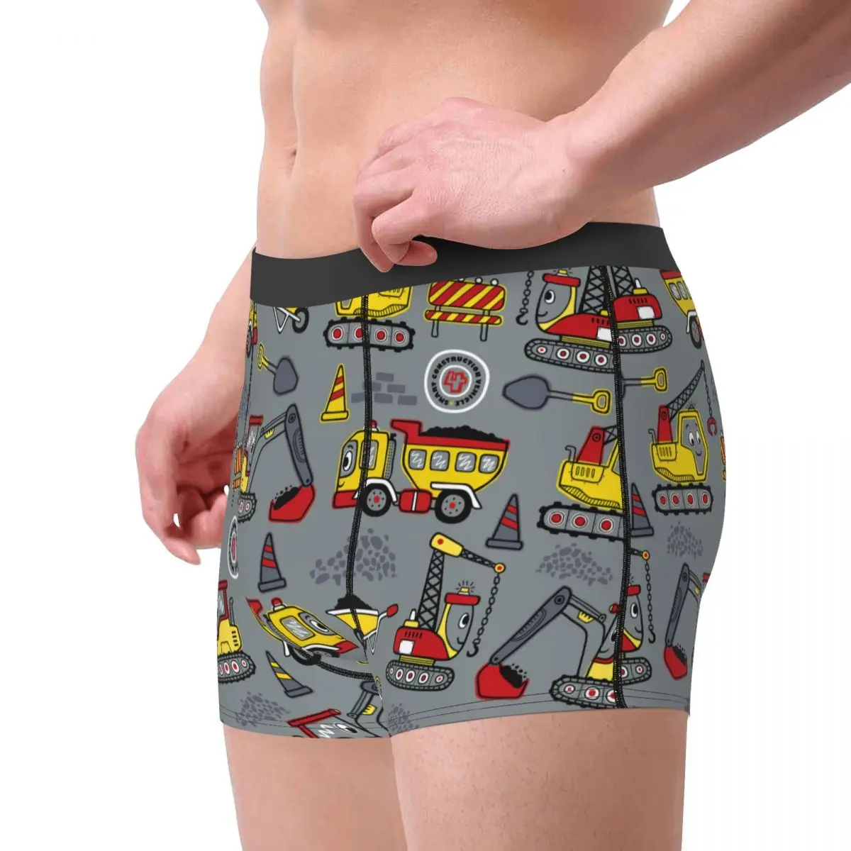 Funny Boxer Funny Excavators Vehicles Cartoon Shorts Panties Briefs Men's Underwear Boy Loves Breathable Underpants for Male