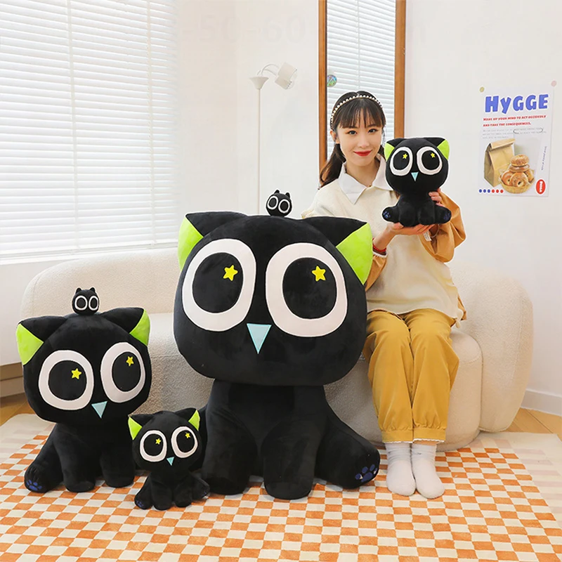 

Kawaii Rolo Black Cat Plush Toy Stuffed Doll Cute Big Eye Black Cat Pillow Birthday Xmas Gift for Kids
