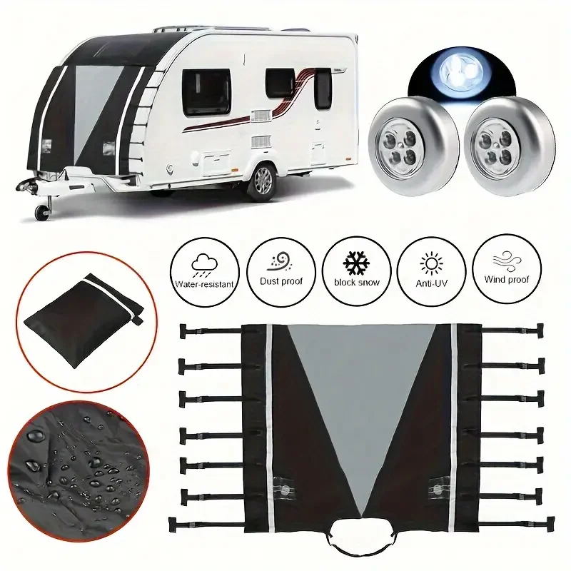 Car Accessories Front Towing Cover Dustproof Camper Trailer Caravan Anti-UV, Windproof - Durable Polyester Fabric With Coating