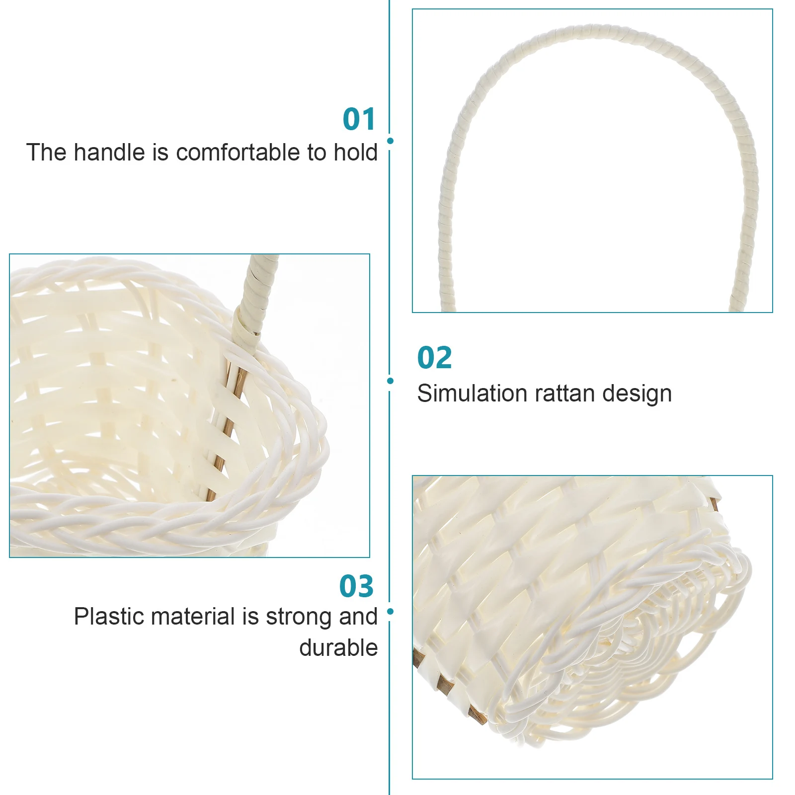

3 Pcs Rattan Vegetable Shopping Woven Baskets Small Plastic Garden Gathering Storage Kitchen Bar Supplies Lightweight