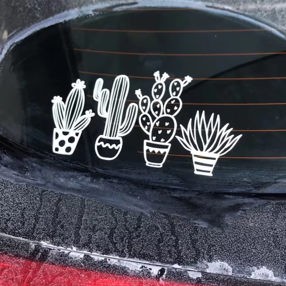 Cactus Plants Styling Vinyl Car Windows Decals Bohemian Decor Tumbler Bumper Stickers Accessories For Plants Lovers