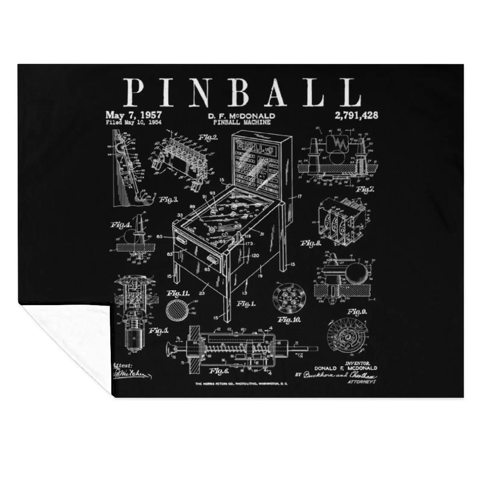 

Pinball Arcade Gaming Machine Vintage Gamer Patent Print Throw Blanket Kid'S Baby Winter beds warm winter Blankets