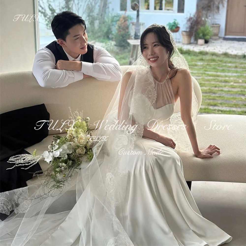 

TULX Elegant Halter Sleeveless Korea Wedding Photo Shoot Corset Dress Mermaid Long Satin Bridal Gowns Customized 웨딩드레스 2025