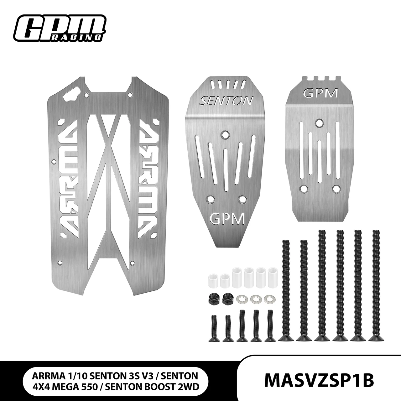 

GPM Stainless Steel Main Chassis & Bumper For ARRMA 1/10 Senton V3 3S Typhon V3 ARA320608