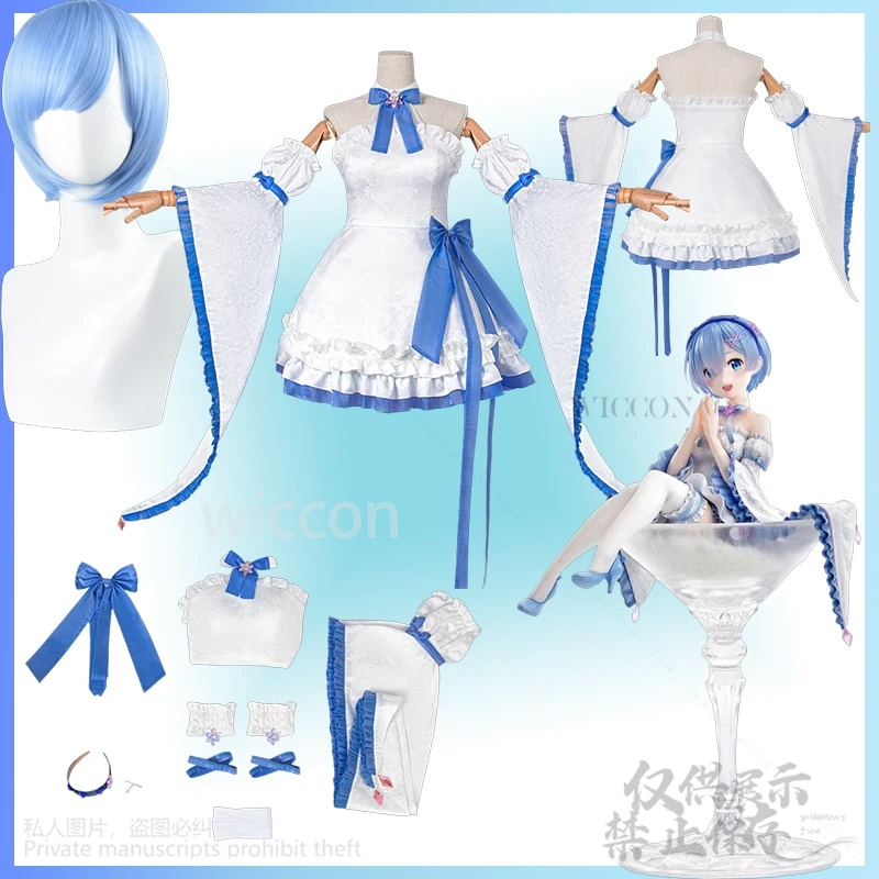 

Rem re:zero Аниме Re:Life In A Different World 코스프레 Костюм горничной Платье Mizuiro Lolita Cute Kawaii Униформа Парики Cos Индивидуальные
