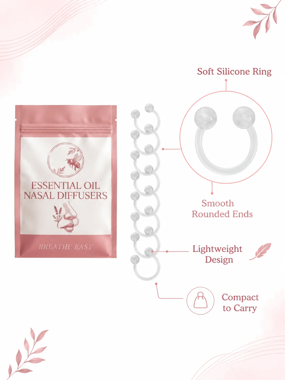 7Pcs Essential Oil Nasal Diffuser Rings