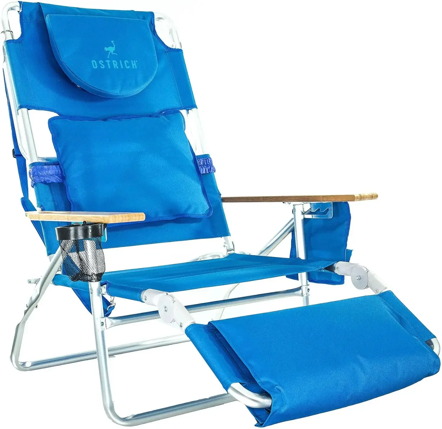 Deluxe 3 in 1 Beach Chair with Face Opening,Reclining Lounger for Tanning - Face Hole for Reading on Stomach - Padded Footrest