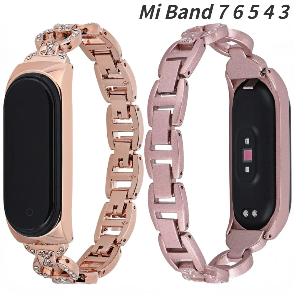 

Metal Strap for Xiaomi Mi Band 7 6 5 4 3 Strap Women's Diamond Replaceable Wristband for Mi Band 7 mi 6 5 4 Bracelet Accessories