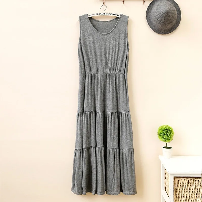 Vestido Longo Sem Alças de Modal para Mulheres, Estilo de Lazer em Casa, Cintura Elástica, Saia em Camadas, Tamanho Plus, Sem...