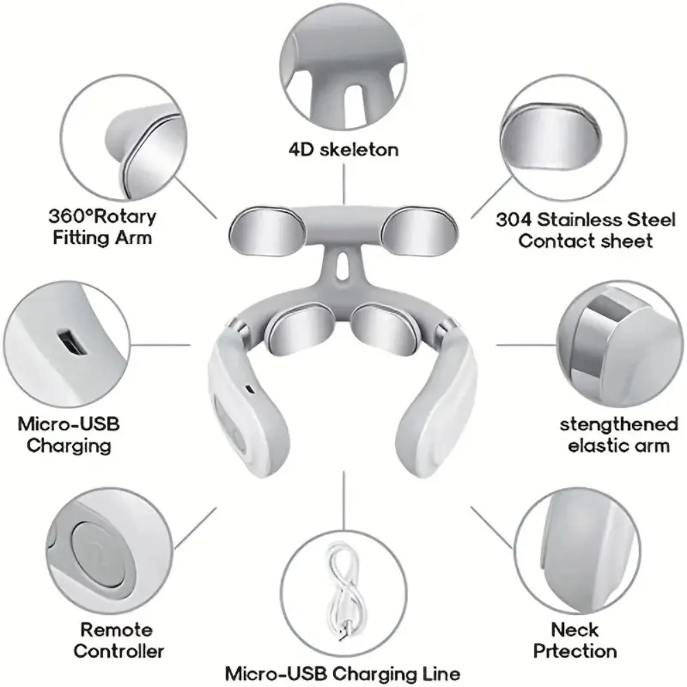 Hot Compress Kneading Neck Massager with 4 Massage Heads - Electric Deep Tissue Massager for Neck - Holiday Gift for family image 5